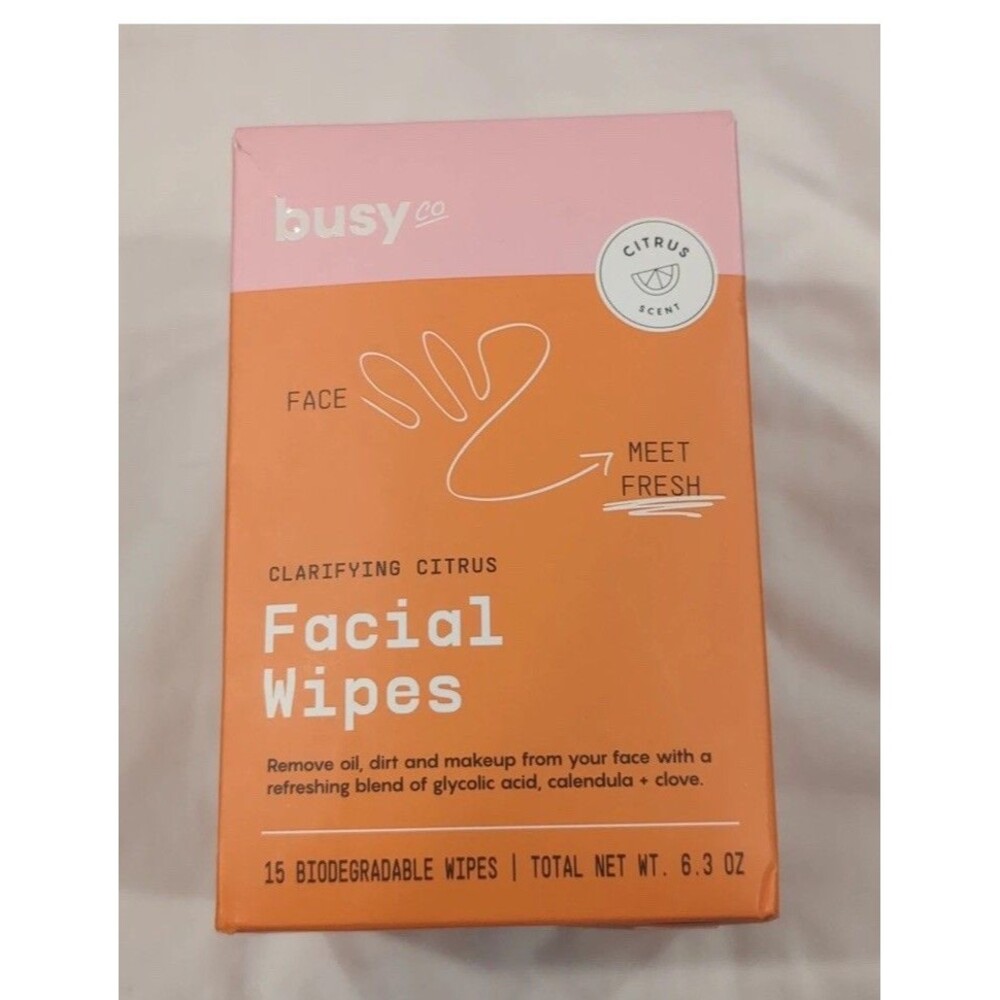 Busy Co Face Wipe 15 pack Clarifying Citrus- New